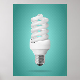 Moderne Spiral-Kompaktleuchtstofflampe Poster