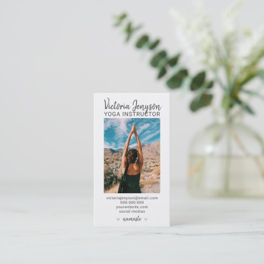 Moderne spirituelle Meditation Foto Yoga Visitenkarte (Stehend Vorderseite)