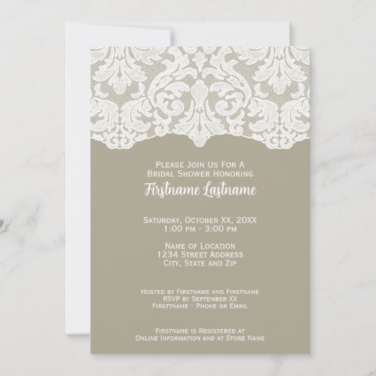 Moderne Spitzen-Brautparty oder Engagement-Partei Einladung (Vorderseite)