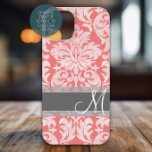 Moderne Spitzen Damask Muster Koralle und Grau Case-Mate iPhone Hülle