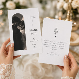 Moderne Split-Arch-Hochzeit Schwarz-Weiß-Foto Dankeskarte