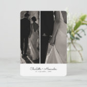 Moderne Split-Foto-Hochzeit  Einladung (Stehend Vorderseite)