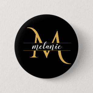 Moderne Split-Monogramm Gold Schwarz Benutzername Button