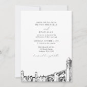 Moderne Spokane Skyline Black & White Wedding Einladung (Vorderseite)