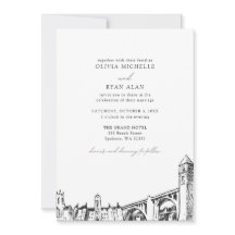 Moderne Spokane Skyline Black & White Wedding