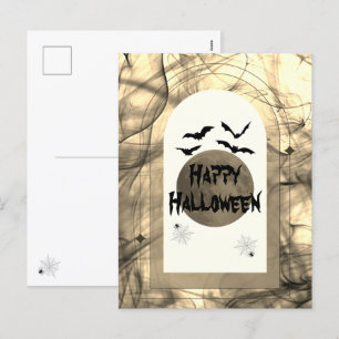 Moderne Spooky Bat Black Typografy Happy Halloween Feiertagspostkarte