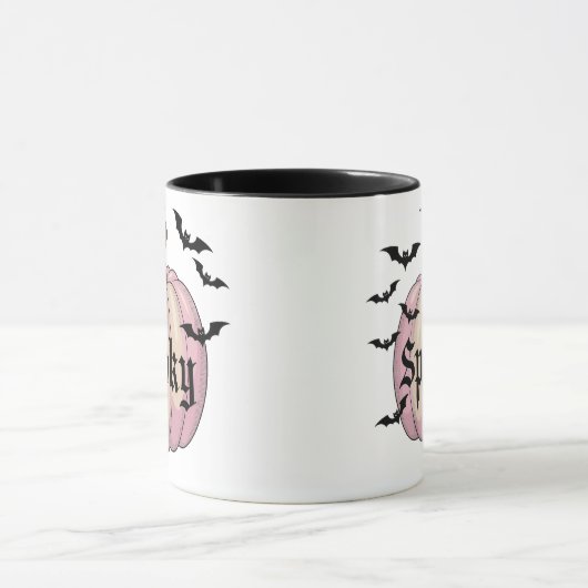 Moderne Spooky Pink Pumpkin Tasse (Zentrum)