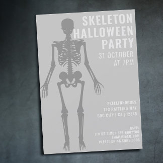 Moderne Spooky Skeleton Halloween-Party Einladung