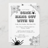 Moderne Spooky Spinnweb Black & White Halloween Einladung (Vorne/Hinten)