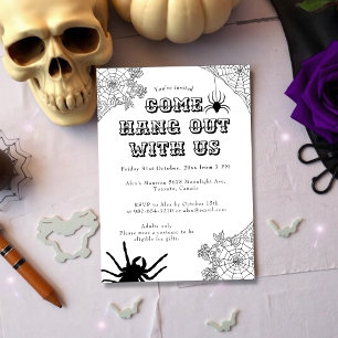 Moderne Spooky Spinnweb Black & White Halloween Einladung