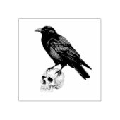 Moderne Spooky Vintag Crow auf Schädel Gummistempel (Prägung)