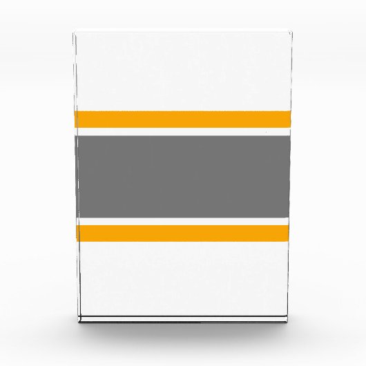 Moderne, sportlich-graugelbe, weiße Streifen Fotoblock (Vorderseite)
