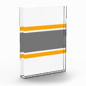 Moderne, sportlich-graugelbe, weiße Streifen Fotoblock (Links)