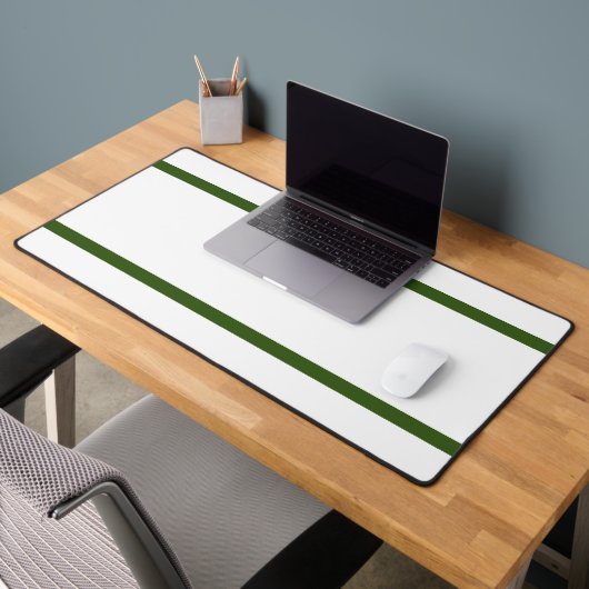 Moderne, sportlich-waldgrüne Streifen auf Weiß Schreibtischunterlage (Büro 2)