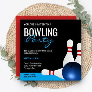 Moderne sportliche Bowling-Party-Geburtstags-Einla Einladung