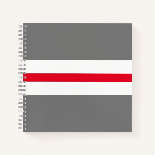 Moderne Sporty Bright Red White Gray Racing Streif Notizblock (Vorderseite)