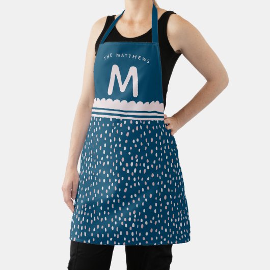 Moderne Spots Individuelle Name & Monogram Pink & Schürze (InSitu)