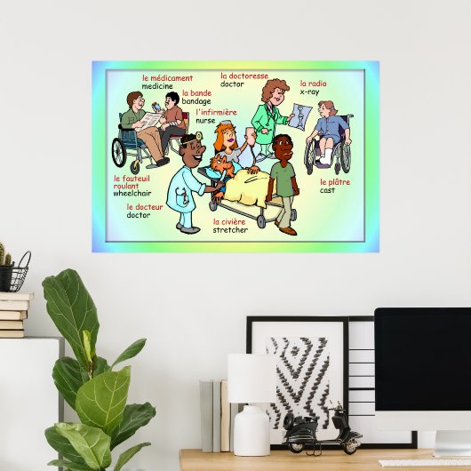 Moderne Sprachen, Französisch, im Krankenhaus Poster (Heimbüro)
