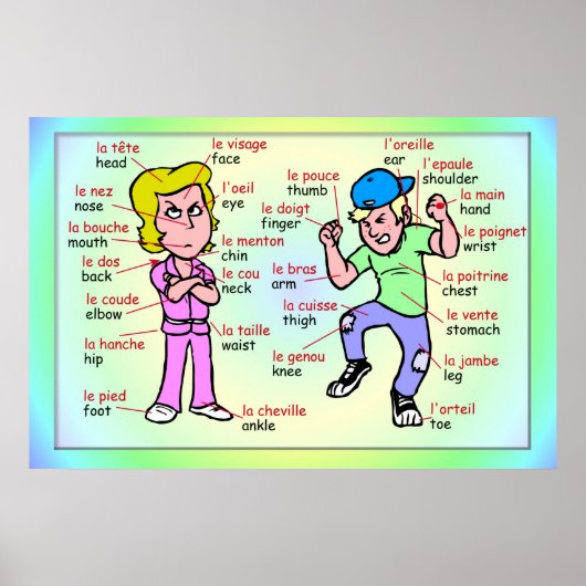 Moderne Sprachen, Französisch, Teile des Körpers Poster (Vorne)