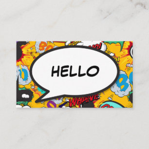 Moderne Sprechblase für lustige Comics HELLO Visitenkarte