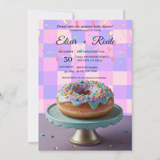Moderne Sprinklen aus Donut Scheckkartoffeln Babyd Einladung (Vorderseite)