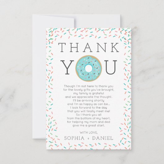 Moderne Sprinkles Babydusche Danke Karte (Vorderseite)