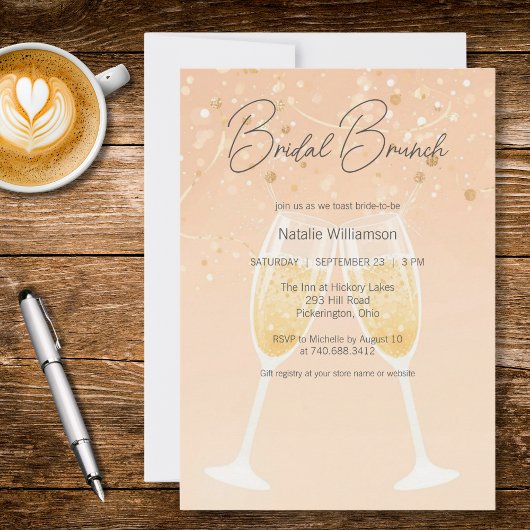 Moderne sprudelnde Hochzeitsbrunch Einladung