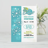 Moderne Sputniks-Engagement-Partei Mitte des Jahrh Einladung (Stehend Vorderseite)