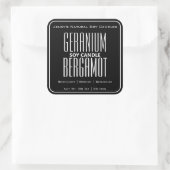 Moderne Square Border einfache Schwarz-weiße Kerze Quadratischer Aufkleber (Tasche)