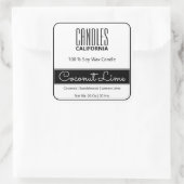 Moderne Square Border einfache Schwarz-weiße Kerze Quadratischer Aufkleber (Tasche)