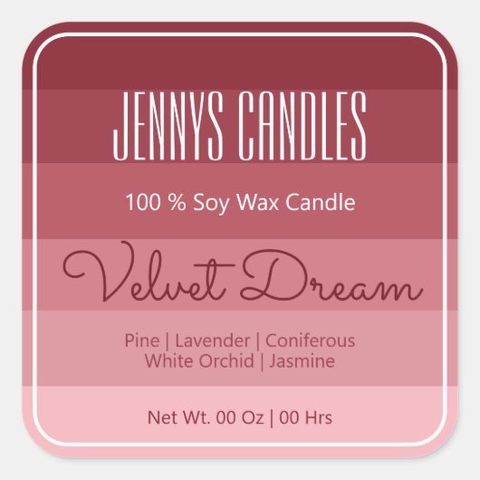 Moderne Square Border Pastel Rainbow Ombre Burgund Quadratischer Aufkleber (Vorderseite)