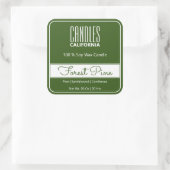 Moderne Square Border Simple Forest Green Candles Quadratischer Aufkleber (Tasche)