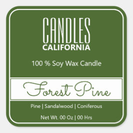 Moderne Square Border Simple Forest Green Candles Quadratischer Aufkleber