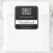 Moderne Square Border Simple White Black Candles Quadratischer Aufkleber (Tasche)