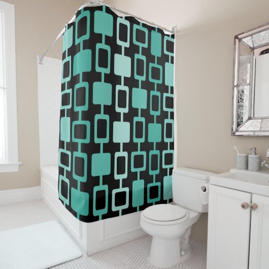 Moderne Square Columns Black Aquamarine Duschvorhang (Beispiel)