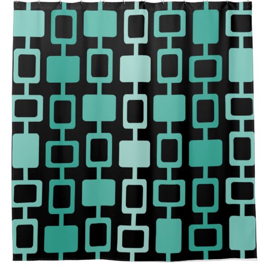 Moderne Square Columns Black Aquamarine Duschvorhang (Vorderseite)