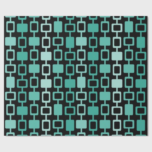 Moderne Square Columns Black Aquamarine Geschenkpapier (Flach)