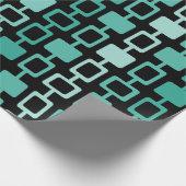 Moderne Square Columns Black Aquamarine Geschenkpapier (Ecke)