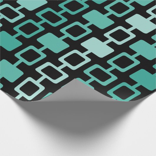 Moderne Square Columns Black Aquamarine Geschenkpapier (Ecke)