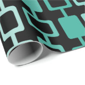 Moderne Square Columns Black Aquamarine Geschenkpapier (Rolleneckpunkt)