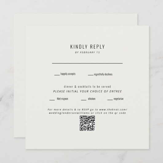 Moderne Square Cream Wedding QR Code UAWG (Vorne/Hinten)