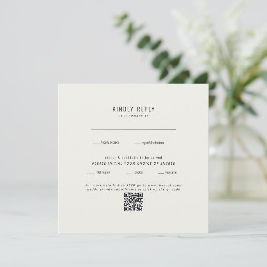 Moderne Square Cream Wedding QR Code UAWG (Stehend Vorderseite)