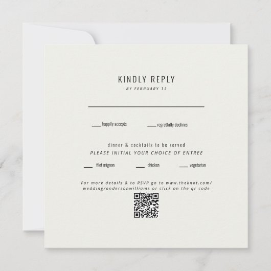 Moderne Square Cream Wedding QR Code UAWG (Vorderseite)