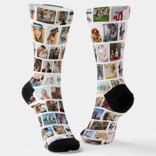 Moderne Square Grid Foto Collage Familie Freunde Socken (Gewinkelt)