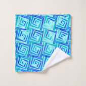 Moderne Square Spirals, Aqua Multi Badhandtuch Set (Waschlappen)