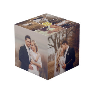 Moderne Square Wedding Monogram 8 Foto Collage Würfel