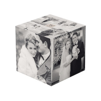 Moderne Square Wedding Monogram 8 Foto Collage Würfel