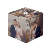 Moderne Square Wedding Monogram 8 Foto Collage Würfel (Vorderseite Schrägansicht)