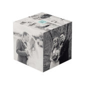 Moderne Square Wedding Monogram 8 Foto Collage Würfel (Rückseite Schrägansicht)