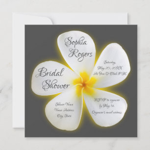 Moderne Square White Plumeria Blume, Brautparty Einladung